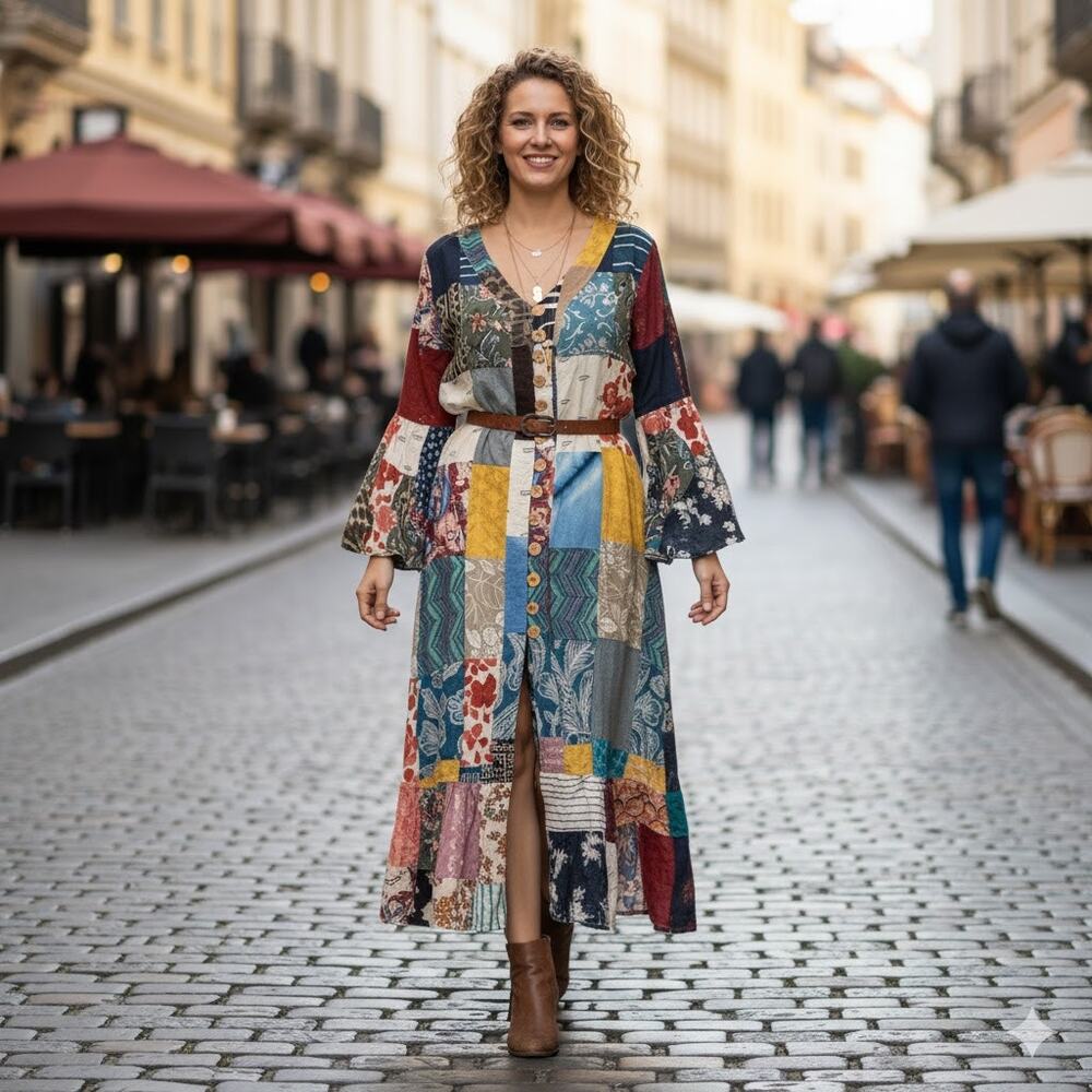 Ashley Taylor Boho Patchwork Cotton Dress NWT